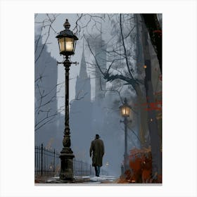 Man Walking Down A Street Canvas Print