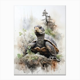 Turtle, Japanese Brush Painting, Ukiyo E, Minimal 1 Canvas Print