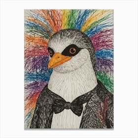 Penguin With Rainbow Hair Canvas Print