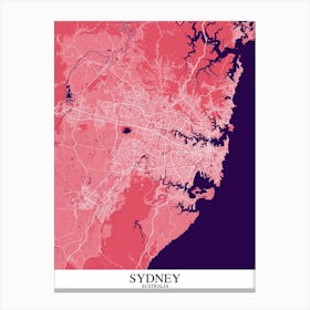 Sydney Pink Purple Map Canvas Print