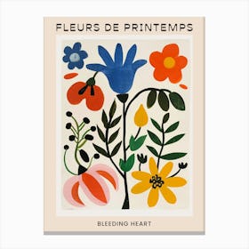 Spring Floral French Poster  Bleeding Heart 2 Canvas Print