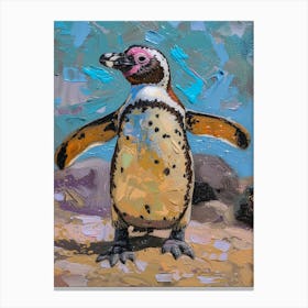 Galapagos Penguin Saunders Island Colour Block Painting 3 Canvas Print