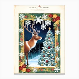 William Morris Christmas Tree With Deer Canvas Print