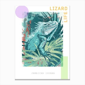 Turquoise Jamaican Iguana Abstract Modern Illustration 4 Poster Canvas Print