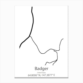 Badger,United States Minimalist Map 1 Canvas Print