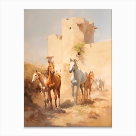 Horses Painting In Rajasthan, India 3 Canvas Print