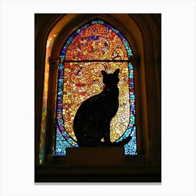 Cat In Stained Glass Window 18 Canvas Print