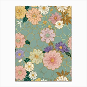 Floral Pastel Honeycomb Canvas Print