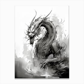 Dragon Inked Black And White 5 Canvas Print
