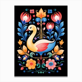 Folk Bird Illustration Swan 3 Canvas Print