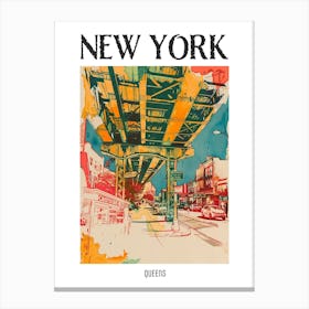 Queens New York Colourful Silkscreen Illustration 2 Poster Canvas Print
