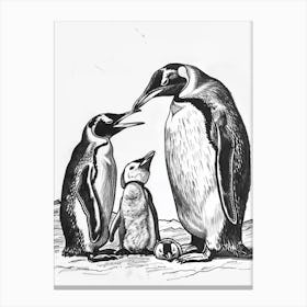King Penguin Feeding Their Chicks 3 Canvas Print