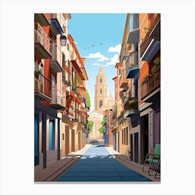 San Sebastian, Spain, Flat Illustration 1 Canvas Print