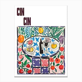 Cin Cin Poster Table With Wine Matisse Style 4 Canvas Print