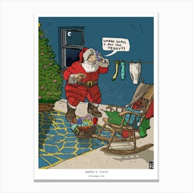 Retro Santa Visit Christmas Eve Canvas Print