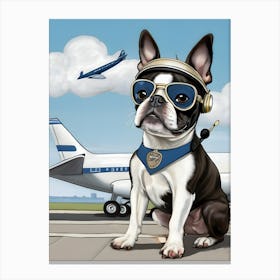 Boston Terrier Pilot 3 Canvas Print