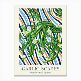 Marche Aux Legumes Garlic Scapes Summer Illustration 2 Canvas Print