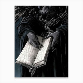 Dark Gothic Raven Reading Book Canvas Print