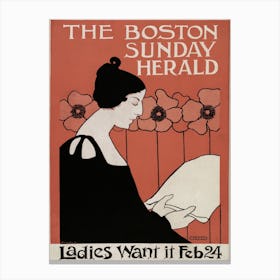The Boston Sunday Herald Art Nouveau Poster Canvas Print