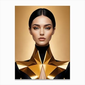 Geometric Woman Portrait Luxury Gold (31) Canvas Print