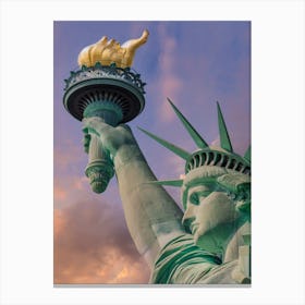 NYC Statue Of Liberty At Sunset Canvas Print