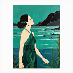 Lady In Green Canvas Print