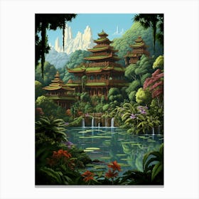Taman Negara Sinharaj Pixel Art 1 Canvas Print