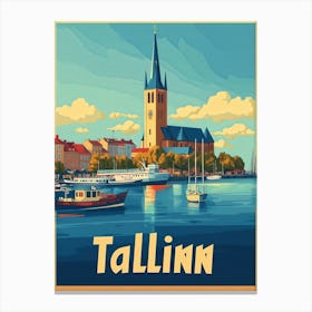 Aihrgdesign A Retro Travel Poster For Tallinn Canvas Print