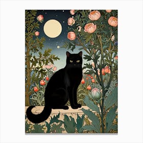 William Morris Black Cat In The Garden 2 Canvas Print