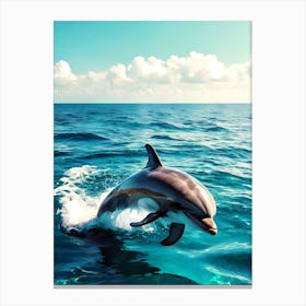 Dolphin Jumping In The Ocean 2 Canvas Print