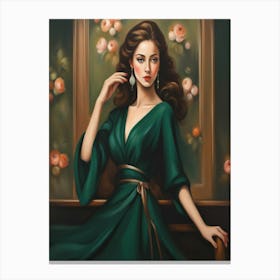 Lady In Green Dress Canvas Print