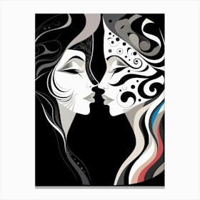 Harmony And Discord Abstract Black And White 1 Canvas Print