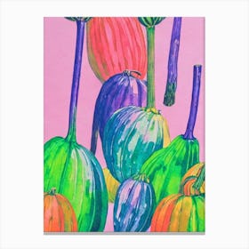 Delicata Squash Risograph Retro Poster vegetable Canvas Print