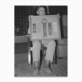 Mr, Henry Fletcher, Owner Of The Walking X Ranch, Displaying Awards Won By His Cattle, Marfa, Texas By Canvas Print