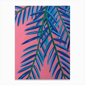 Palm Leaves On Pink Canvas Print