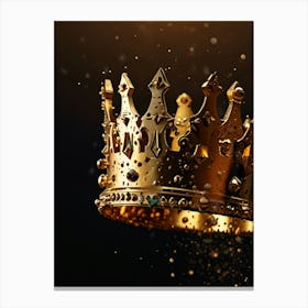 Golden Crown On Black Background Canvas Print