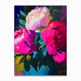 Command Performance Peonies Colourful Painting Canvas Print
