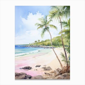Watercolor Painting Of Flamenco Beach, Culebra Puerto Rico 1 Canvas Print