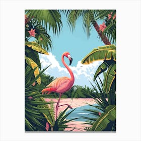 Greater Flamingo Portugal Tropical Illustration 1 Canvas Print