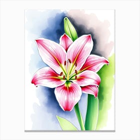 Watercolor Lily Flower Canvas Print