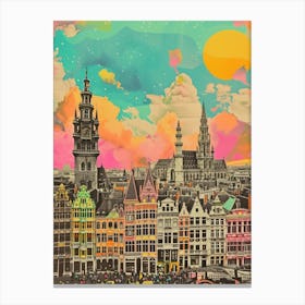 Belgium   Retro Collage Style 1 Canvas Print