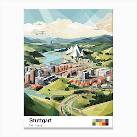 Stuttgart, Germany, Geometric Illustration 1 Poster Canvas Print