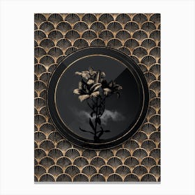 Shadowy Vintage Fire Lily Botanical on Black with Gold Canvas Print