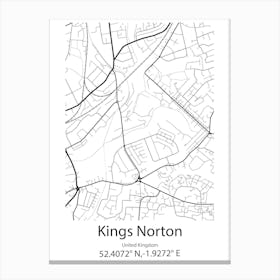 Kings Norton,United Kingdom Minimalist Map Toile