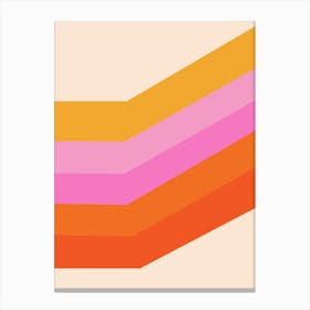 Retro Aesthetic Diagonal Geometric Stripes in Pink Orange and Yellow Canvas Print