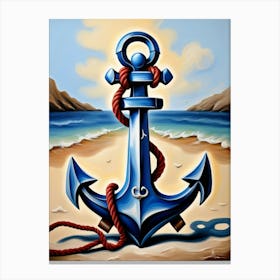 Ship anchor, Ropes, Oil painting 9 Canvas Print