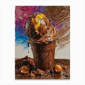 Chocolate Ice Cream With Hazelnuts Canvas Print