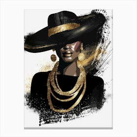 Black Woman In A Hat 1 Canvas Print