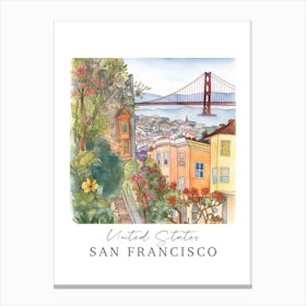 United States San Francisco Storybook 4 Travel Poster Watercolour Canvas Print