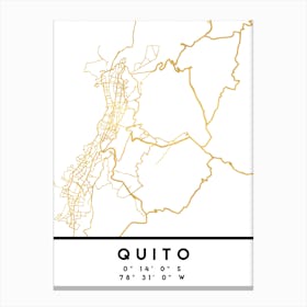Quito Ecuador City Street Map Canvas Print